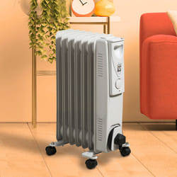 Daewoo 7 Fin Oil Filled Radiator 1500W Portable Electric Heater 3 Heat Settings White