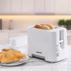 Daewoo 2 Slice Toaster Defrost Reheat Function Easy Clean 870W - White