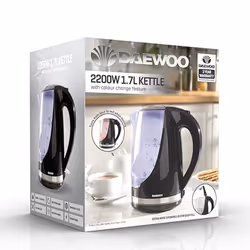Daewoo Colour Changing 1.7L Jug Kettle 360 Swivel Base 3000 W Black - SDA1666 - Additional view 4