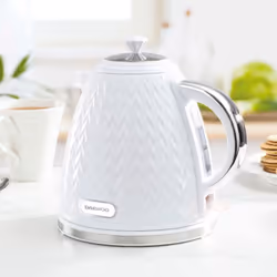DAEWOO Argyle Retro Set Kettle and Toaster Matching Bundle 2 Slice Browning Control Easy Clean 1.7L Jug Auto Off - White