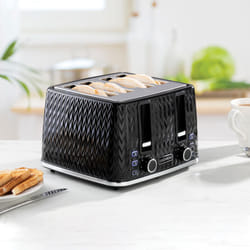 Daewoo Argyle Toaster 4 Slice Double 800W High Lift Reheat Defrost Large Slot Black