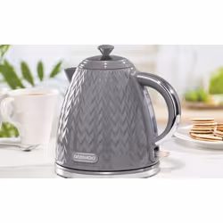 DAEWOO Argyle Retro Set Kettle and Toaster Matching Bundle 2 Slice Browning Control Easy Clean 1.7L Jug Auto Off - Grey