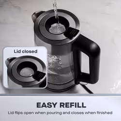 DAEWOO 3000W 1.7L EASY FILL ELECTRIC GLASS KETTLE WITH LED ILLUMINATION RAPID BOIL