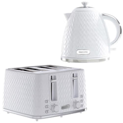 DAEWOO Argyle 3000W Retro Matching Kettle & 4-Slice Toaster Set 6 Level Browning Colour White