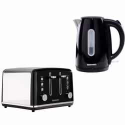 Daewoo Kensington Retro Matching Stainless Steel 4 Slice Toaster and Kettle Set 1.7 Litres Rapid Boil Auto Off Easy Clean Def ...