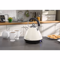 Daewoo Kensington Retro Electric Matching Toaster and Kettle Set 1.7L Rapid Boil 4 Slice Vintage Combo Bundle Pack Stainless Steel Range Combo - Cream