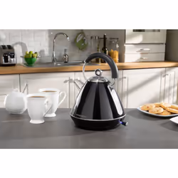 Daewoo Kensington Retro Electric Matching Toaster and Kettle Set 1.7L Rapid Boil 4 Slice Vintage Combo Bundle Pack Stainless Steel Range Combo - Black