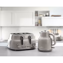 Daewoo Sienna Cordless Jug Kettle and 4 Slice Toaster Set Rapid Boil - Taupe