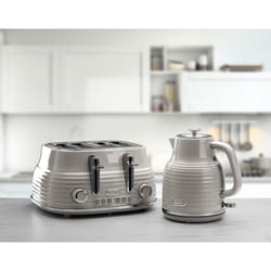 Daewoo Sienna Cordless Jug Kettle and 4 Slice Toaster Set Rapid Boil - Taupe