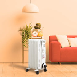 Daewoo Oil Radiator 1500W 7 Fin Portable Heater With 3 Heat Settings Timer White