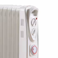 Daewoo Oil Radiator 1500W 7 Fin Portable Heater With 3 Heat Settings Timer White