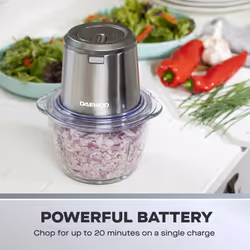 Daewoo 200W Cordless Pro Electric Food Chopper & 1L Glass Bowl Stainless Steel
