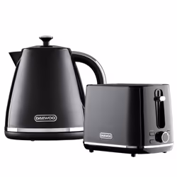 Daewoo Stirling Kettle and Toaster Bundle Pyramid Set 1.7L Rapid Boil 2 Slice - Black