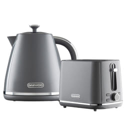 Daewoo Stirling Kettle and Toaster Bundle Pyramid Set 1.7L Rapid Boil 2 Slice - Grey