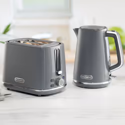 Daewoo Stirling Jug Kettle and Toaster Bundle Set 1.7L Rapid Boil 2 Slice - Grey