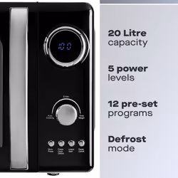 Daewoo 'Kensington' Retro 1.7 Litre Pyramid Matching Kettle 4 Slice Toaster And Microwave Set Stainless Steel - Black
