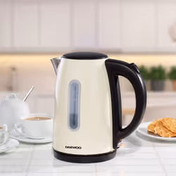 Daewoo Kensington 1.7L 3KW Jug Kettle & 2 Slice Toaster Matching Set Combo Pack Bundle Stainless Steel Rapid Boil Reheat Defrost - Cream
