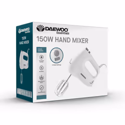 Daewoo Essentials 150W Compact Hand Mixer at 5 Speed & 2 Whisk Attach White
