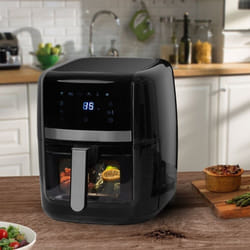 Daewoo Family Size 8L Digital Air Fryer w Window & Divider for 2x4L Dual Cooking