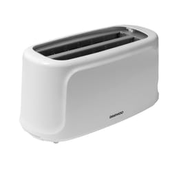 Daewoo Essentials 1450W White 4 Slice Long Slot Toaster & Crumb Tray 7 Levels