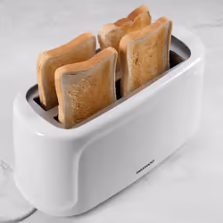 Daewoo Essentials 1450W White 4 Slice Long Slot Toaster & Crumb Tray 7 Levels