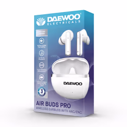 Daewoo Wireless Air Bud Pro Noise Cancelling Bluetooth Earbuds in Ear Earphones Colour: White