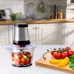 Daewoo 500W Mini Chopper with 1L Glass Bowl Stainless Steel Blades & Safety Lock