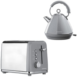Daewoo Kensington Pyramid Matching 2 Slice Toaster & Kettle Set 1.7L 3000W Retro Bundle Combo Pack - Grey