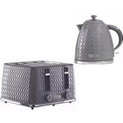 DAEWOO Argyle 3000W Retro Matching Kettle & 4-Slice Toaster Set 6 Level Browning Colour Grey