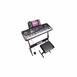 RockJam RJ761-SK 61 Keyboard Piano Kit 61 Key Digital Piano Keyboard Bench Keyboard Stand Headphones Sustain Pedal and Simply ...
