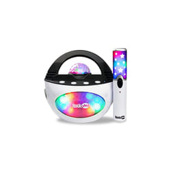 K-Pop Rechargeable Wireless 10-watt Bluetooth Karaoke Machine with Led Disco Light & Wireless Karaoke Microphone, Black