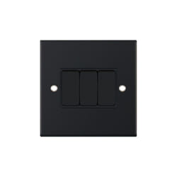 Selectric DSL11-03 Light Switch 3 Gang 2 Way SP 10A (Matt Black)