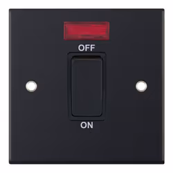 Selectric DSL11-17 Double Pole Switch with Neon 45A 1 Gang Matt Black