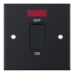 Selectric DSL11-17 Double Pole Switch with Neon 45A 1 Gang Matt Black