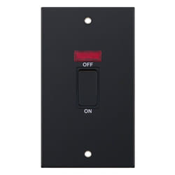 Selectric DSL11-18 Double Pole Switch with Neon 45A 2 Gang Matt Black