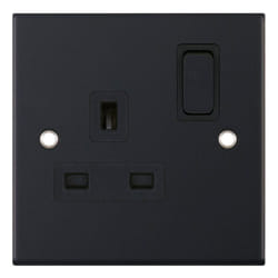 Selectric DSL11-21 Switch Socket Outlet 13A 1 Gang (Matt Black)