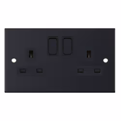 Selectric DSL11-22 Switch Socket Outlet 13A 2 Gang (Matt Black)