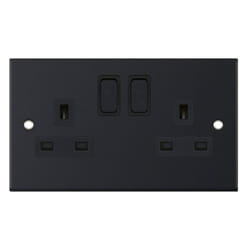 Selectric DSL11-22 Switch Socket Outlet 13A 2 Gang (Matt Black)