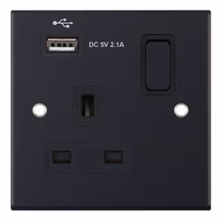 Selectric DSL11-60 Switch Socket with USB Port 13A 1 Gang (Matt Black)