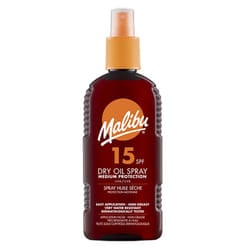 Malibu Suntan Dry Oil Spray Very Water Resistant SPF 15 Medium Protection