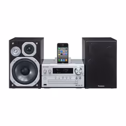 Panasonic SC-PMX5, Home audio micro system, Black, Silver, Front, 120 W, 3-way, 14 cm