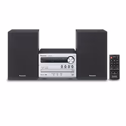 Panasonic SC-PM250B, Home audio micro system, Black, Silver, 2-way, FM, LCD, MP3