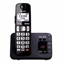 Panasonic KX-TGE820EB, DECT telephone, Wireless handset, Speakerphone, 50 entries, Caller ID, Black