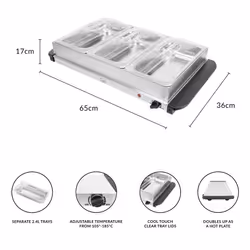 Quest 16510 Large Buffet Server and Warming Tray / 3 x 2.4L Trays, 300W