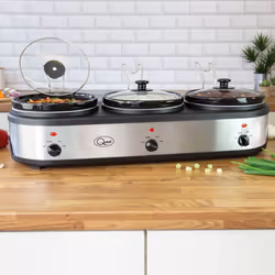 Quest 16530 3 Pot Electric Slow Cooker, Buffet Server & Food Warmer