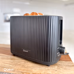 Quest 2 Slice Toasters / Modern Grooved Design / 7 Browning Levels / Reheat & Defrost / Crumb Tray & Cord Storage / 930W - Bl ...