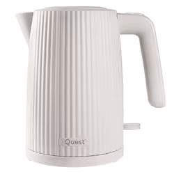 Quest 1.5 Litre Cordless Kettle / Stylish Modern Grooved Design / Spout Filter / Overheat Protection / 3000W Fast Boil - Whit ...