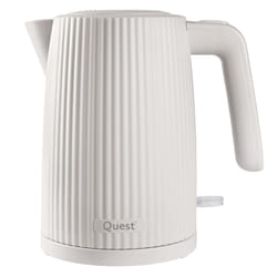 Quest 1.5 Litre Cordless Kettle / Stylish Modern Grooved Design / Spout Filter / Overheat Protection / 3000W Fast Boil - White