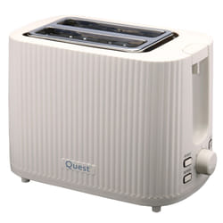 Quest 2 Slice Toasters / Modern Grooved Design / 7 Browning Levels / Reheat & Defrost / Crumb Tray & Cord Storage / 930W - White