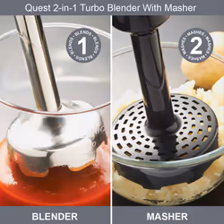 Quest 32129 Handheld Stick Blender & Masher / Ergonomic Design with Detachable Stick / Turbo Setting / Titanium Blade / 750ml Beaker / Anti-Splash